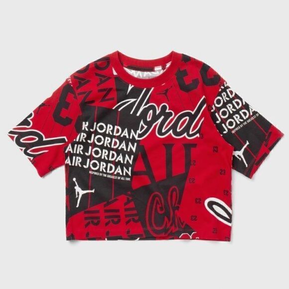 Air Jordan 1 2 3 4 5 6 11 12 13 Bred OG Heritage Women's Crop Top Tee Shirt Red - Picture 12 of 16